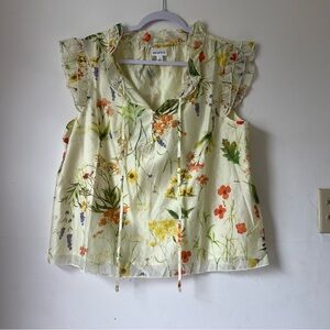 Bailey 44 Size L Light Green Floral Blouse NWOT